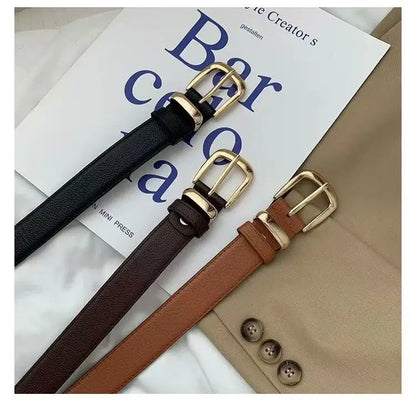 Cinto feminino fino com fivela de pino