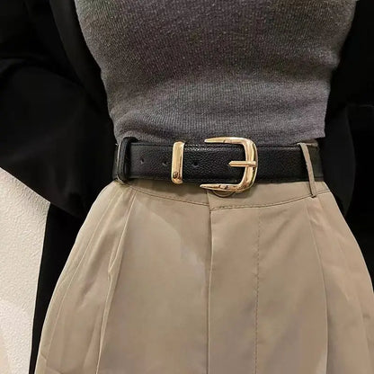 Cinto feminino fino com fivela de pino