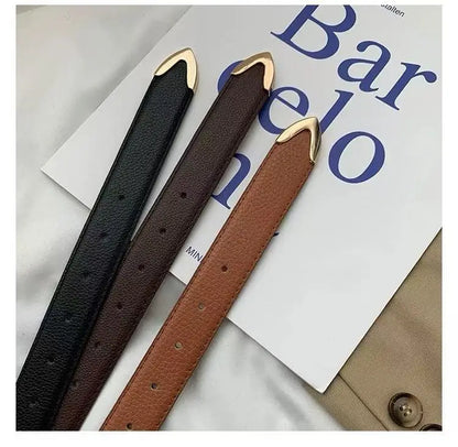 Cinto feminino fino com fivela de pino