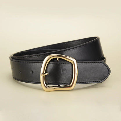 Cinto feminino, com fivela em pino, couro.