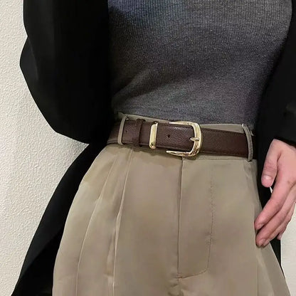 Cinto feminino fino com fivela de pino