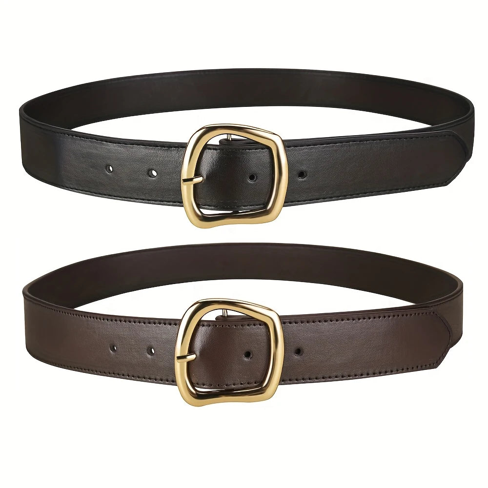 Cinto feminino, com fivela em pino, couro.