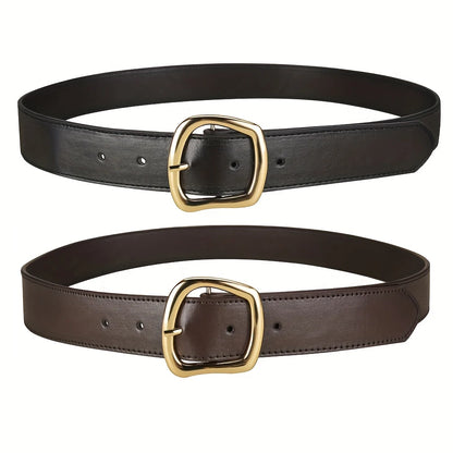 Cinto feminino, com fivela em pino, couro.