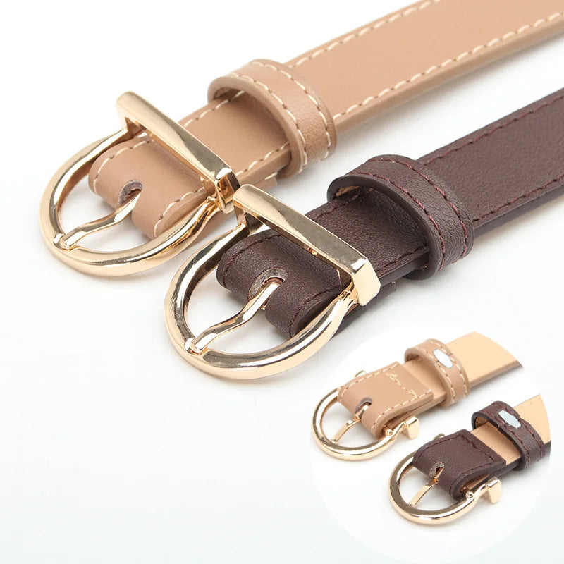 into feminino moderno com fivela de pino, fino e de couro.