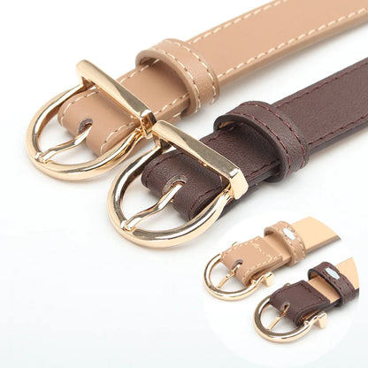into feminino moderno com fivela de pino, fino e de couro.