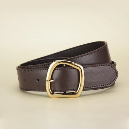 Cinto feminino, com fivela em pino, couro.